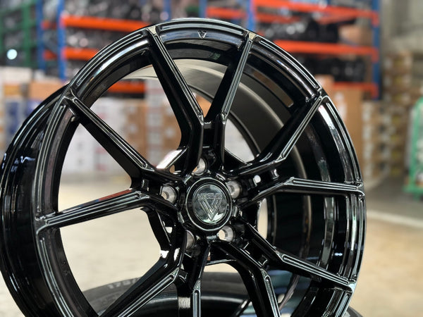 New 18X8.5 ET40 Vogue VWF168 Rim (4 wheel) Gloss Black 5X114.3