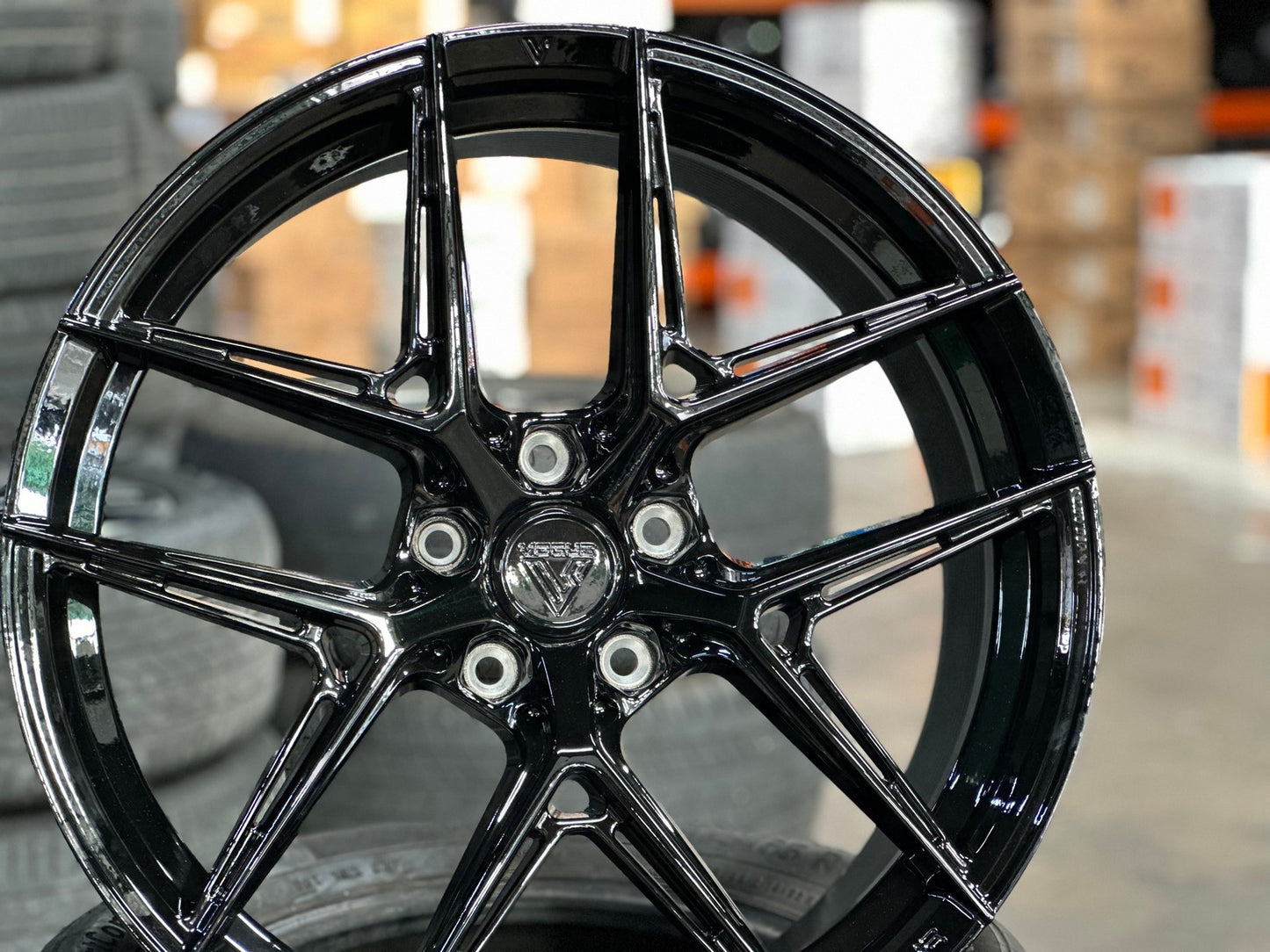 New 20X9 ET38 Vogue VWF19 Rim (4 wheel) Gloss Black 5X120