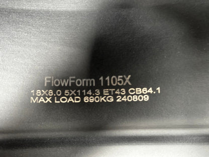 New 18X8 ET43 Civic HRV CRV Type R FL5 Design Rim (4 wheel) Matt Black 5X114.3