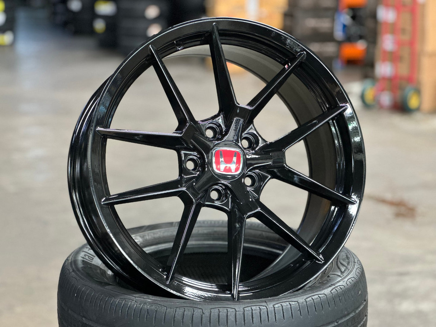 New 18X8 ET43 Civic HRV CRV Type R FL5 Design Rim (4 wheel) Gloss Black 5X114.3