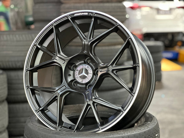 New 18X8.5 ET38 Mercedes Deisgn AMG GT Rim (4 wheel) Matt Black 5X112