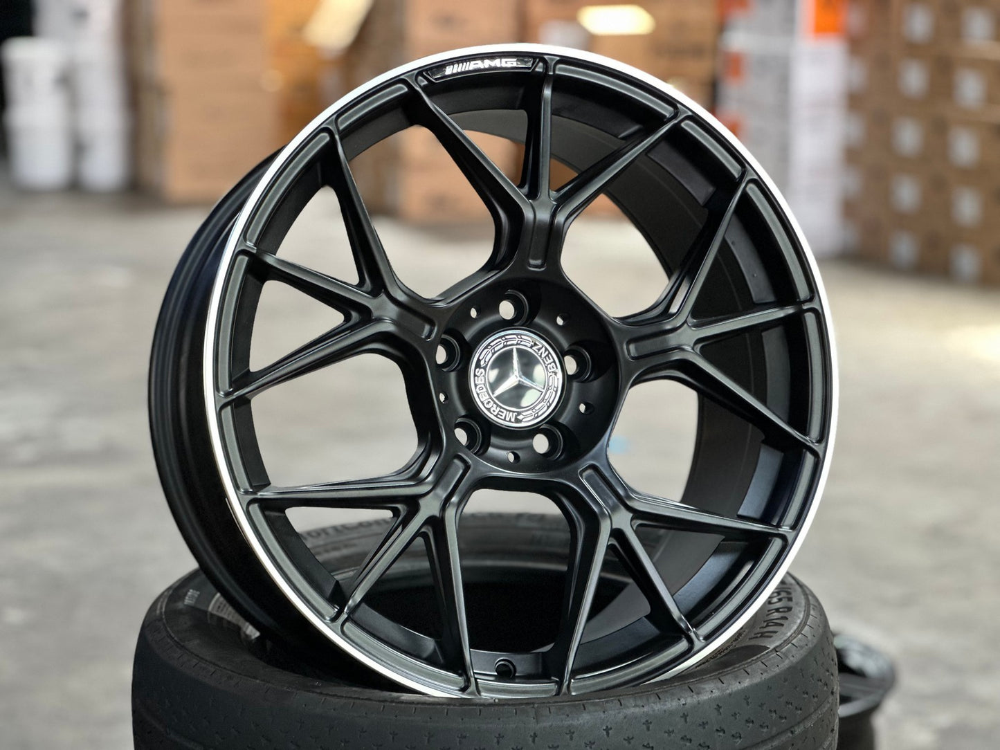 New 18X8.5 ET38 Mercedes Deisgn AMG GT Rim (4 wheel) Matt Black 5X112