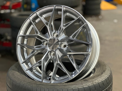 New 15X6.5 ET38 Lenso Yeti Rim (4 wheel) Gloss Silver 4X100