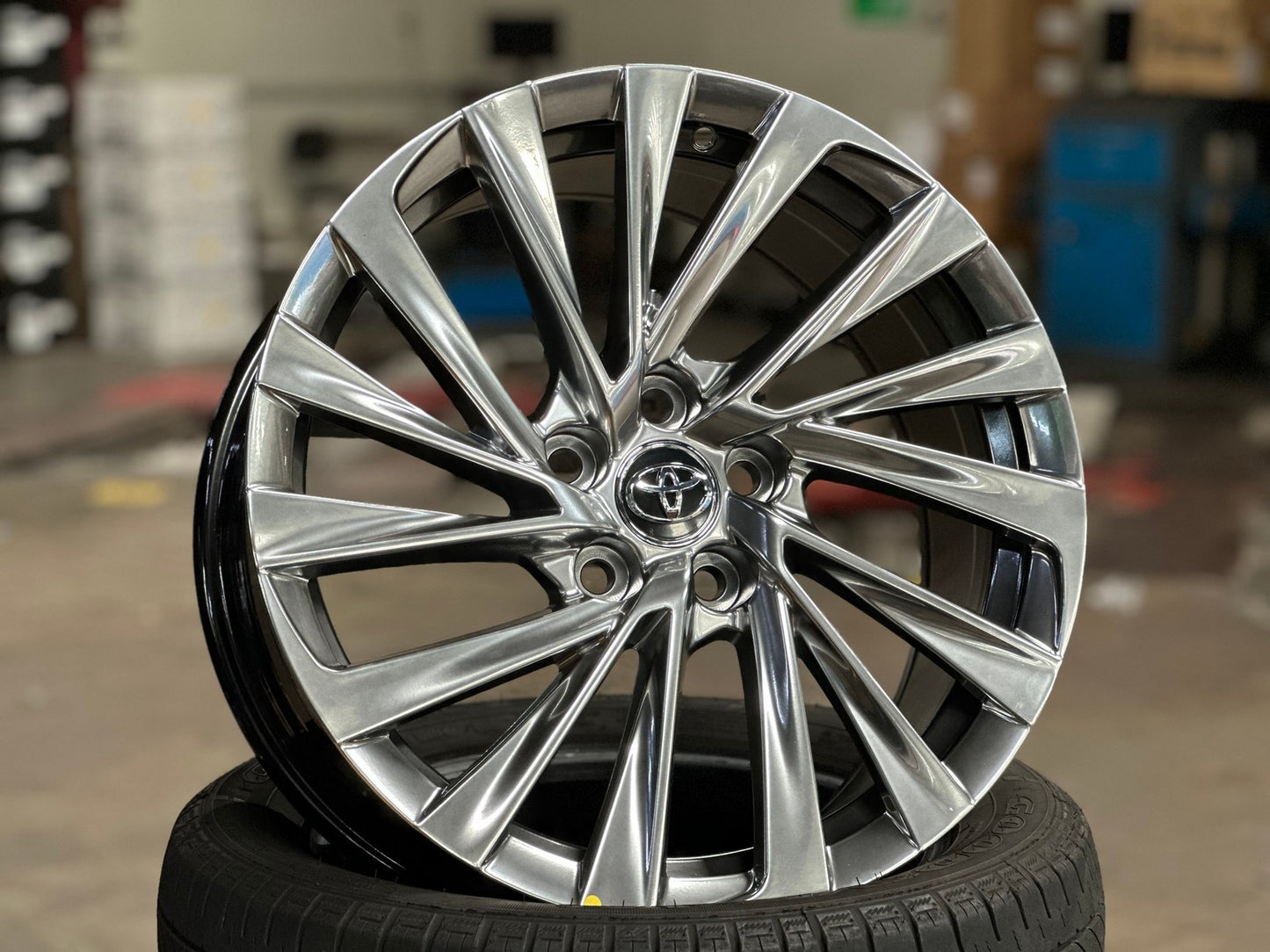 New 18X8 ET40 Amgood Sunrise Rim (4 wheel) Hyper Black 5X114.3