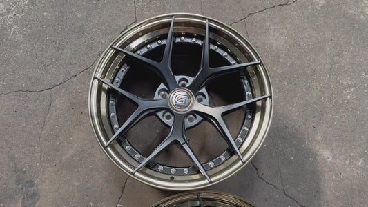 New 18 G forged GF03 Rim (4 wheel) Matt Black Gold Barrel 5x114.3
