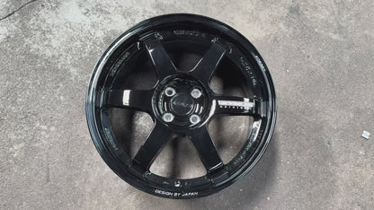 New 17X8 ET40 AOW TE37 Rim (4 wheel) Gloss Black 4X100