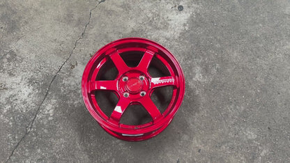 New 15X7 ET35 AOW TE37 SONIC Rim (4 wheel) Red 4X100