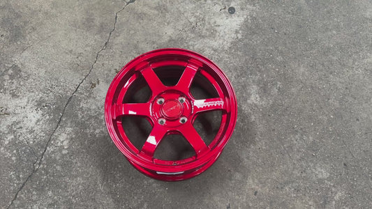New 15X7 ET35 AOW TE37 SONIC Rim (4 wheel) Red 4X100