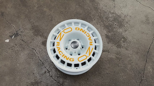 New 16X8.5 ET-15 OZ Rally Rim (5 wheel) White + Stickers 6X139.7 (5 pcs)