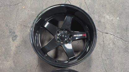 New 18x9.5 ET10 18x10.5 ET12 Nismo LMGT4 (4 wheels) Gloss Black 5X114.3